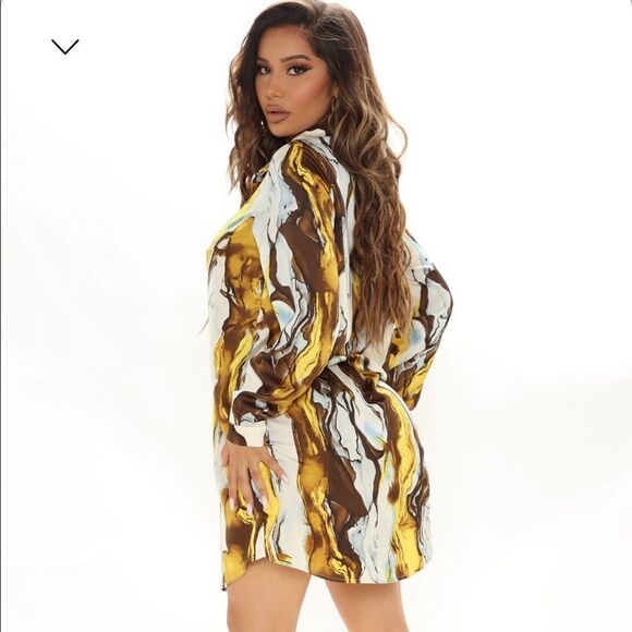 NWT- Fashion Nova Satin Shirt Dress - Size 1X - Picture 6 of 17